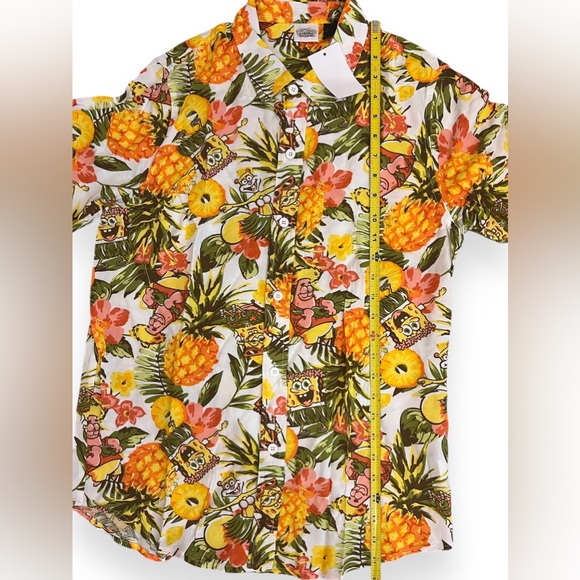 NWT Boys Nickelodeon SpongeBob SquarePants Hawaiian Large Button Up Shirt Youth - Picture 7 of 7